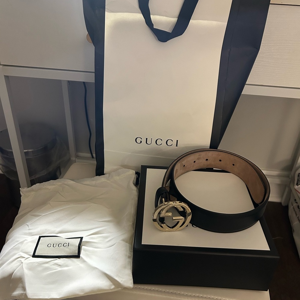 Gucci Black and Gold Women's Belt